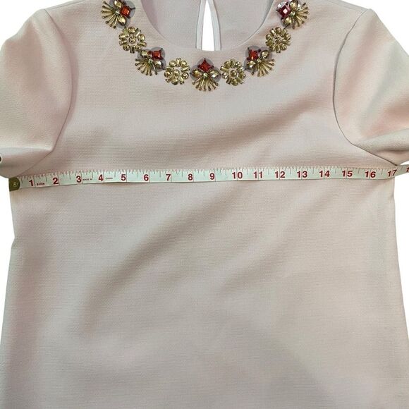 Kate Spade Pale Pink Embellished Neckline Alexandria Top - Picture 5 of 9